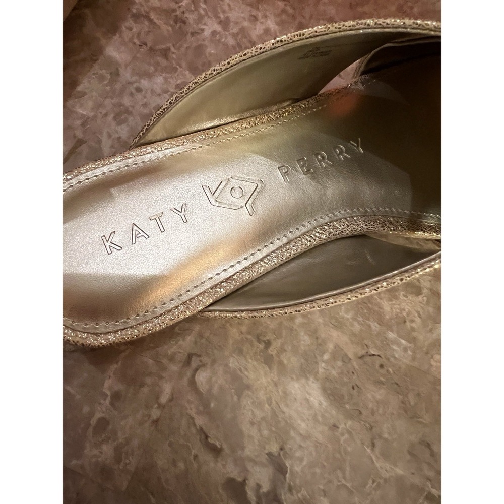 Checked Slide Sandal Shoe Size 8 NEW Metallic Champagne Gold Women Katy Perry… - Picture 4 of 7